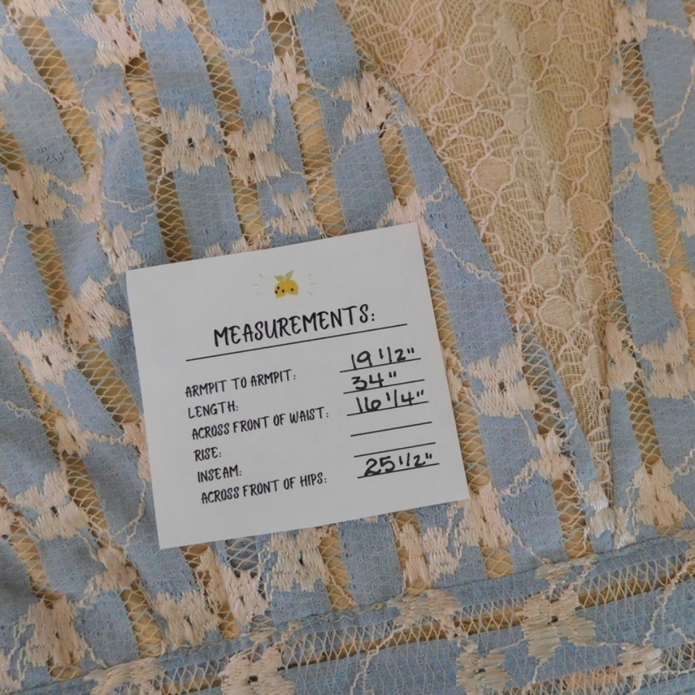 FOXIEDOX Cordelia Bell Sleeve Lace Dress Blue Floral Lace Coquette X-Large - Picture 14 of 14